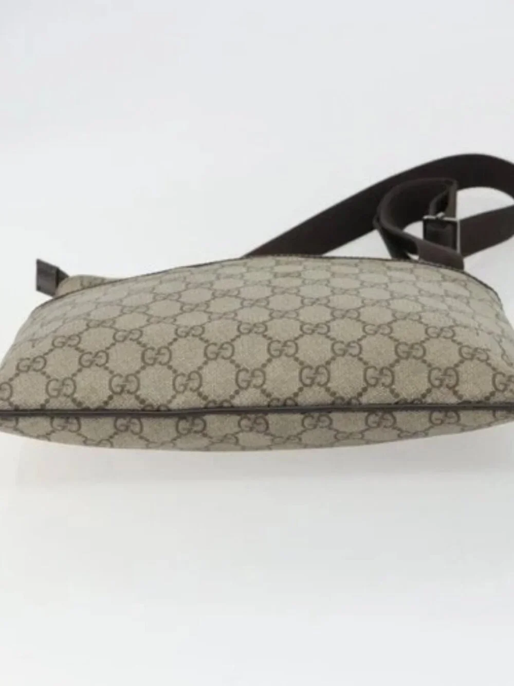 GUCCI GG Supreme Shoulder Bag PVC Beige Silver 141626 Auth 190277A